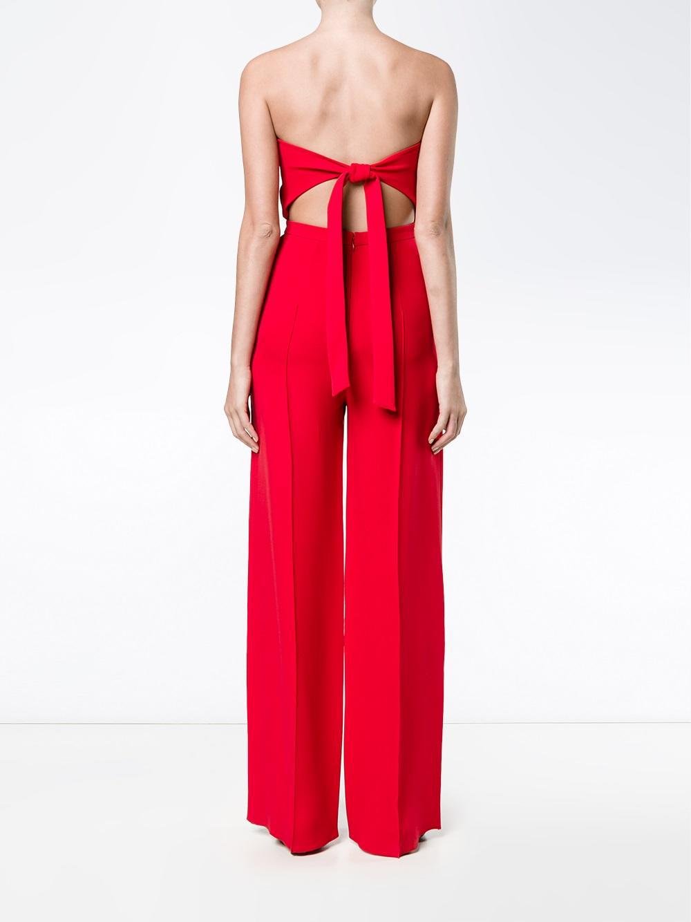 mengen Malen staal Valentino Strapless Jumpsuit in Red | Lyst