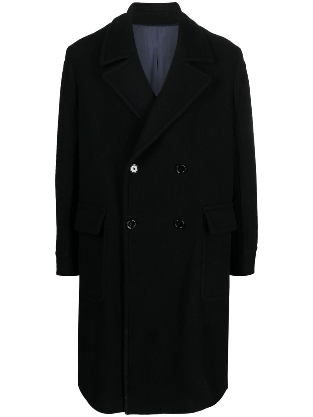 Dondup Virgin Wool-blend Mid Coat in Black for Lyst