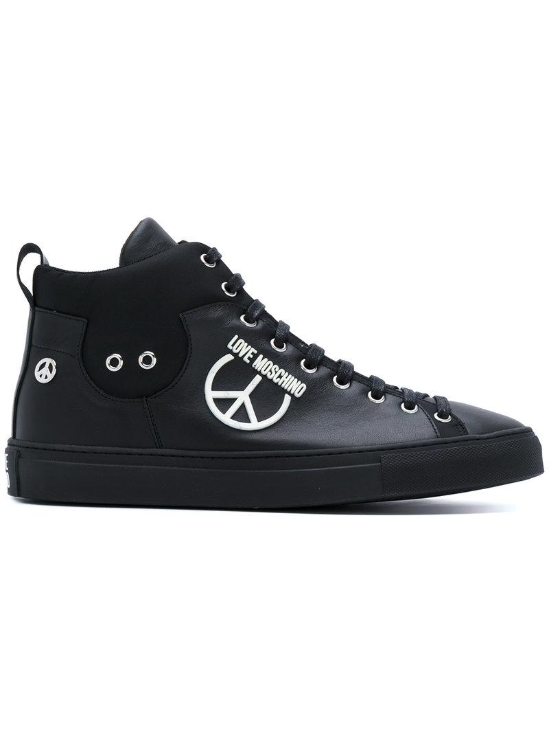 Moschino Leather Peace Hi-top Sneakers 