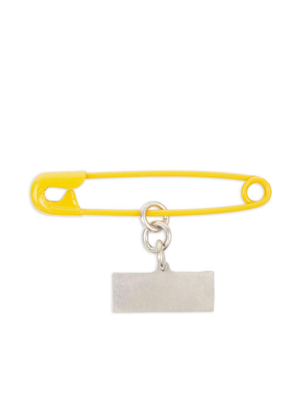 MM6 by Maison Margiela Logo Plaque Safety Pin Brooch in Yellow | Lyst