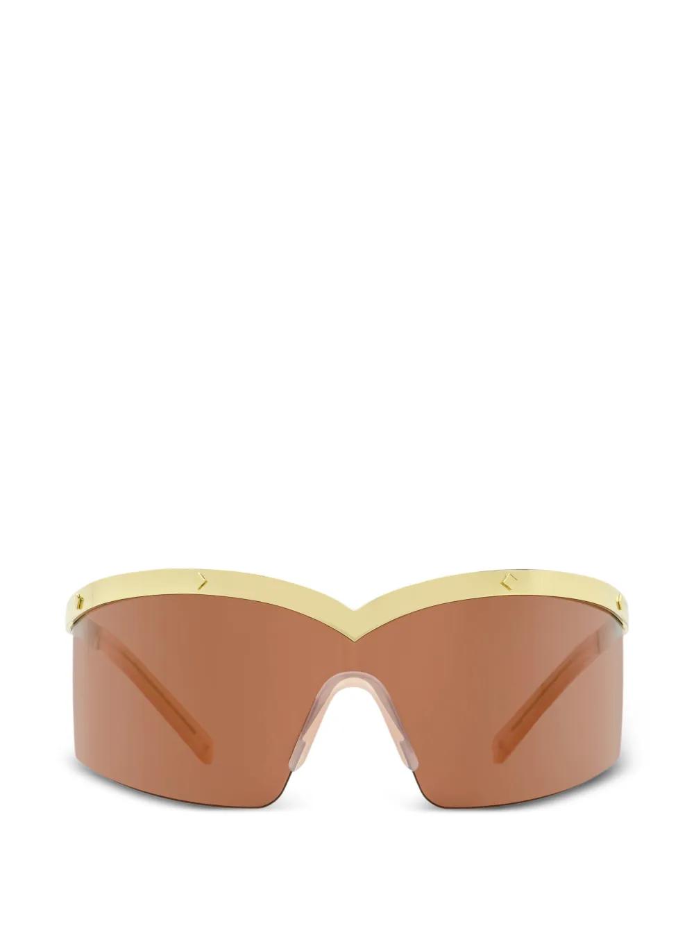 MCM Shield Wrap Sunglasses MW0016 32S Gold/Blush 0mm MCM Geometric-Stud Shield Sunglasses in Grey | Lyst UK main image 2