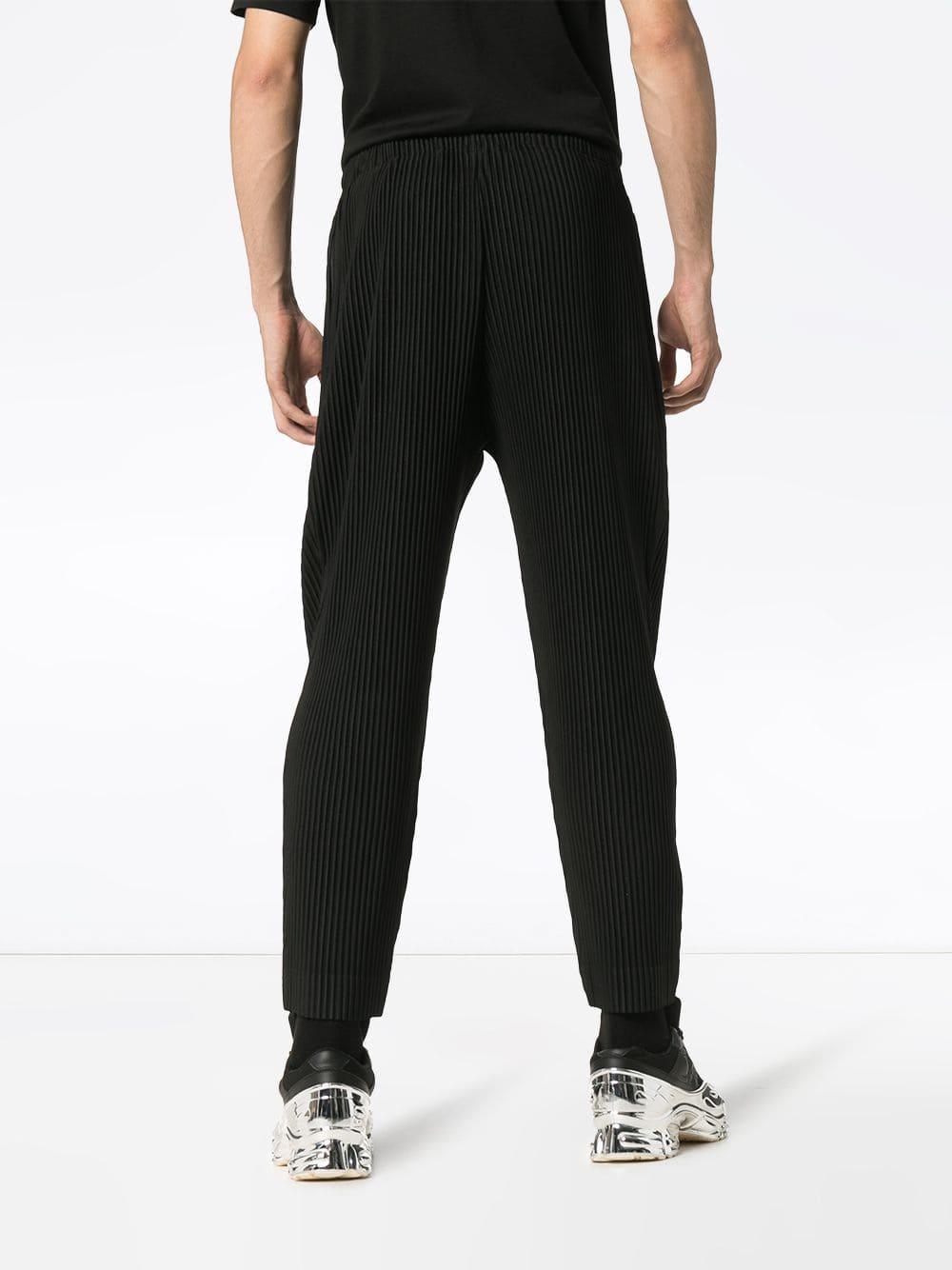 Homme Plissé Issey Miyake Pleated Straight Leg Trousers in Black for ...