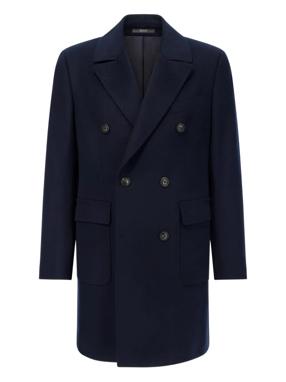 BOGGI Double-Breasted Coat in Blue for Men Lyst UK