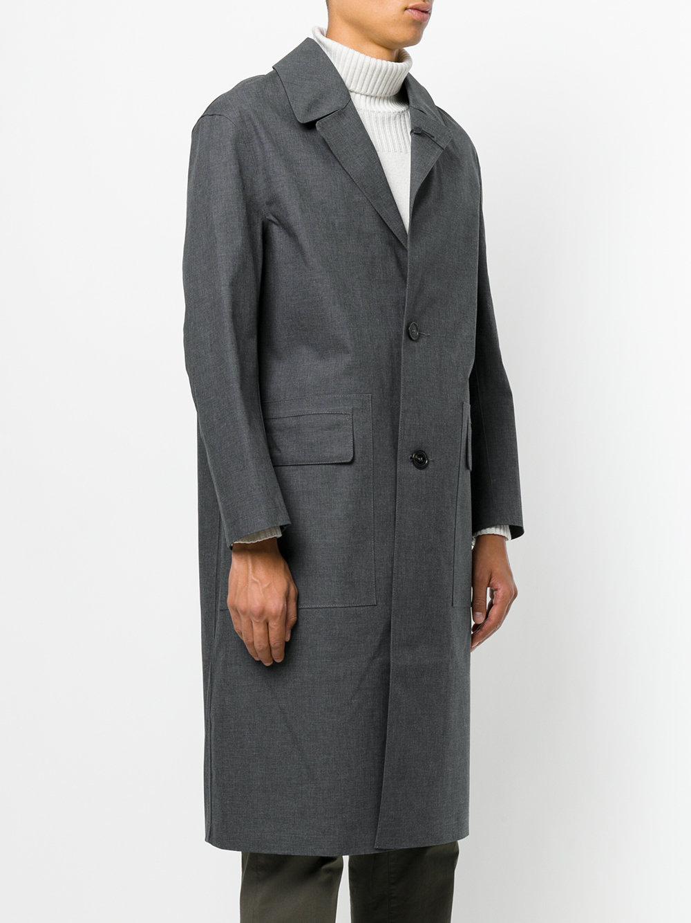 Mackintosh Cotton Single Breasted Coat in Grey (Gray) for Men - Lyst