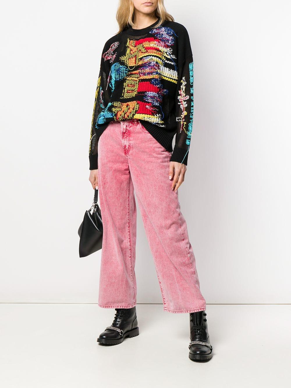 DIESEL Denim Wide Leg Jeans in Red | Lyst