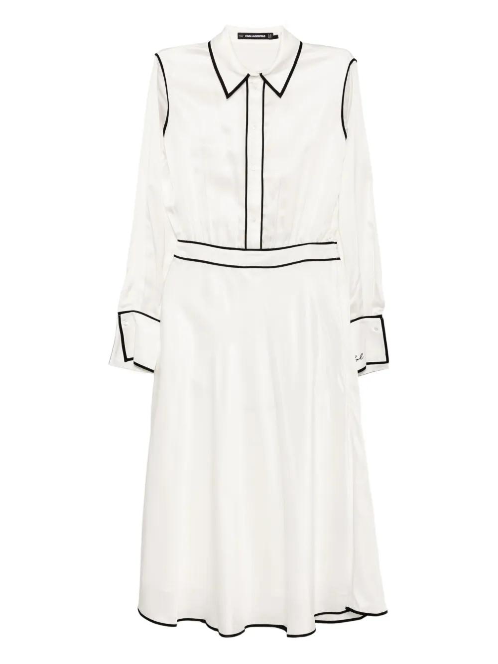 KARL LAGERFELD Contrast Piping Dress in White | Lyst UK