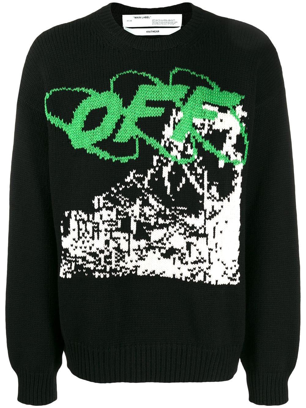 Off-White c/o Virgil Abloh Intarsia Wool-blend Sweater in Black for Men |  Lyst Canada