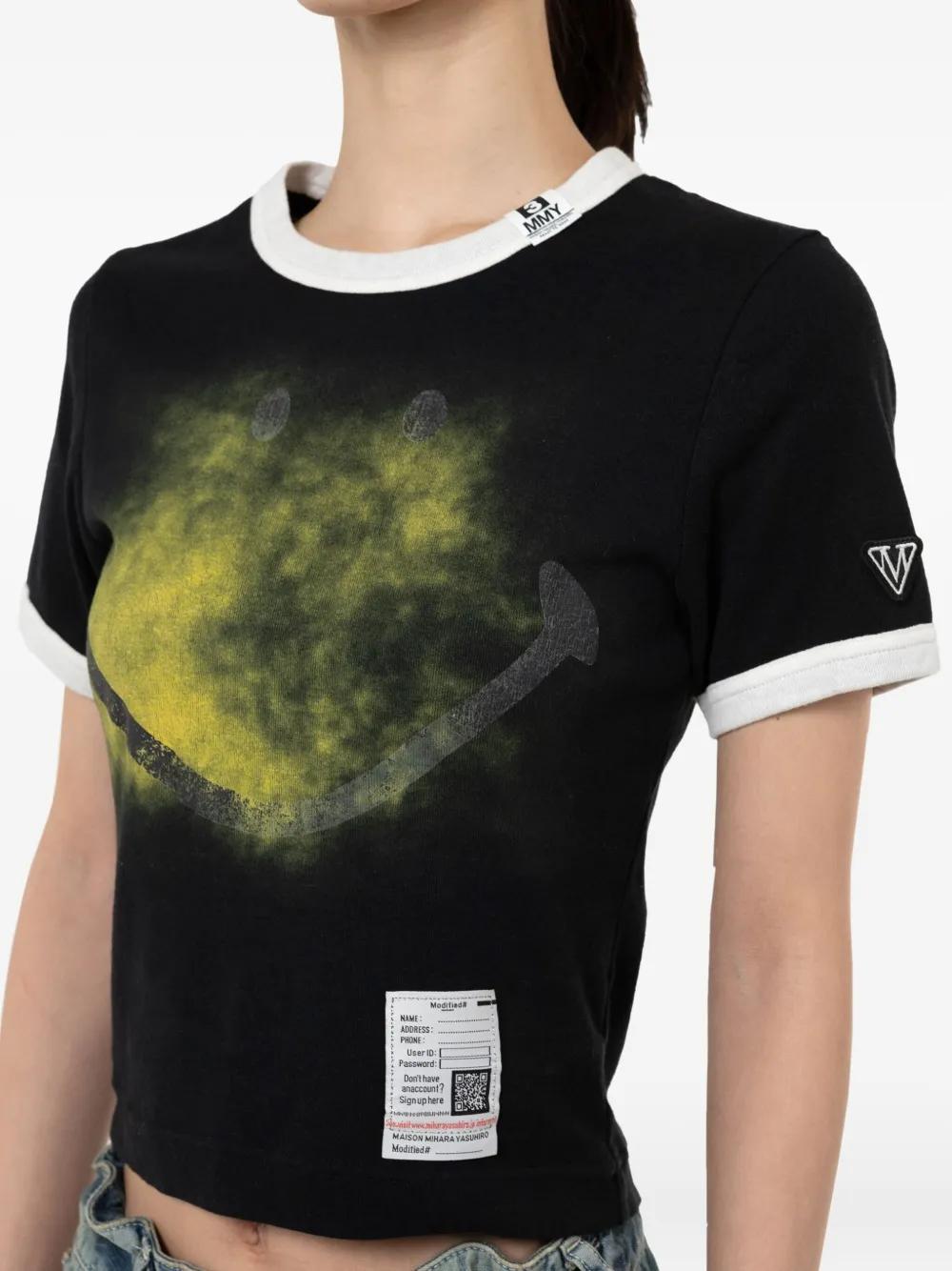 Maison Mihara Yasuhiro Smiley Face-Print T-Shirt in Black | Lyst