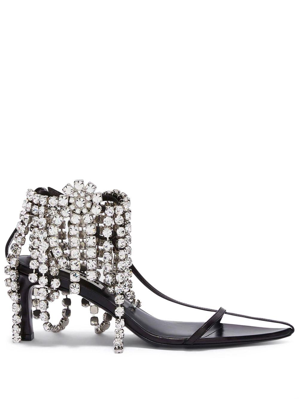 Jil Sander crystal-embellished ballerina shoes - Black