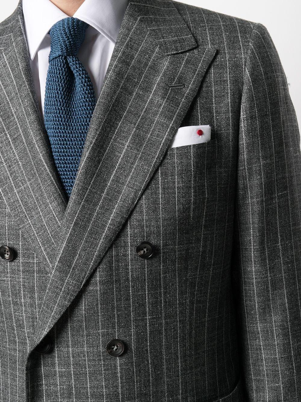 Kiton Pinstripepattern Doublebreasted Suit in Grey (Gray) for Men Lyst
