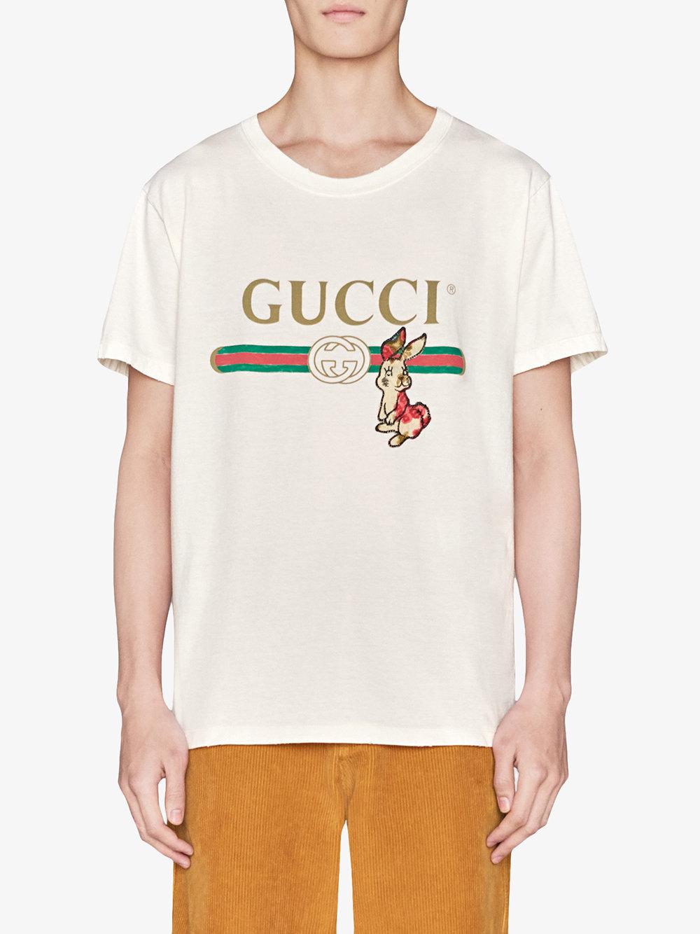 Gucci Cotton Logo T-shirt With Rabbit 