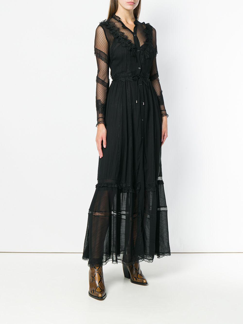 Pinko Lace Inserts Maxi Dress in Black | Lyst