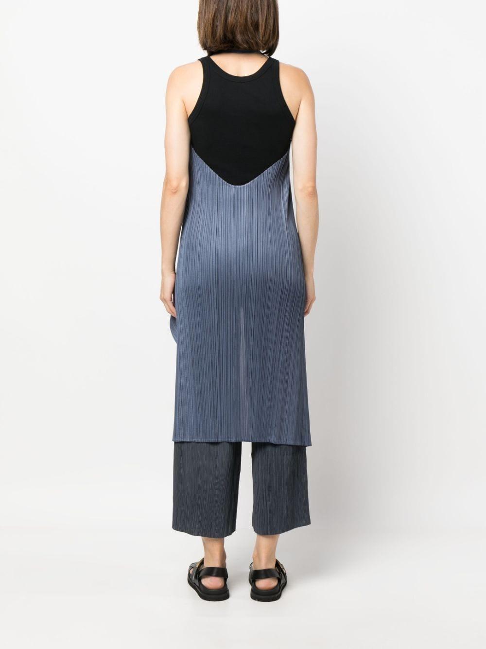 Pleats Please Issey Miyake Plissé-effect Halterneck Vest in Blue