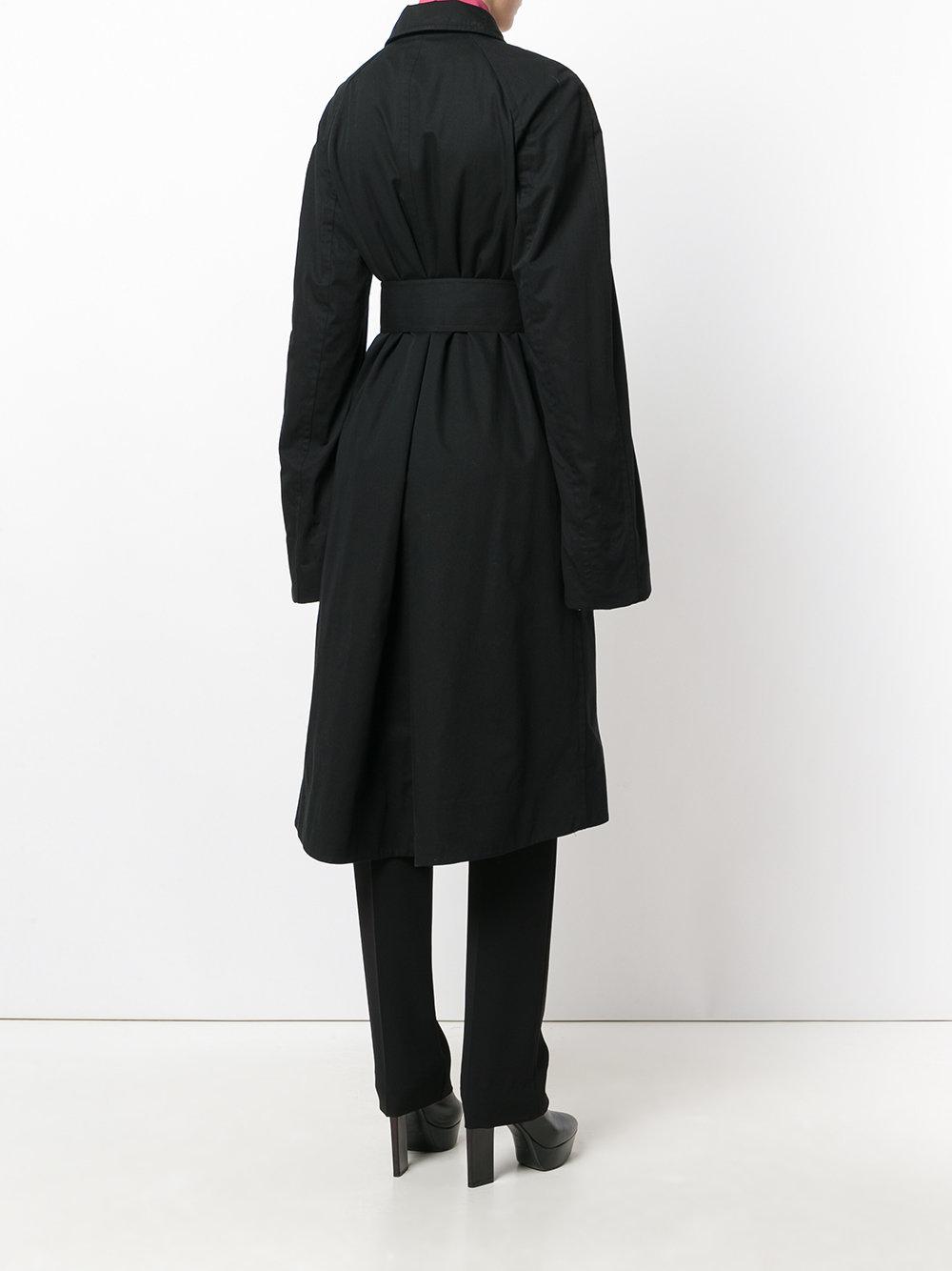 Lemaire Belted Wrap Coat in Black - Lyst