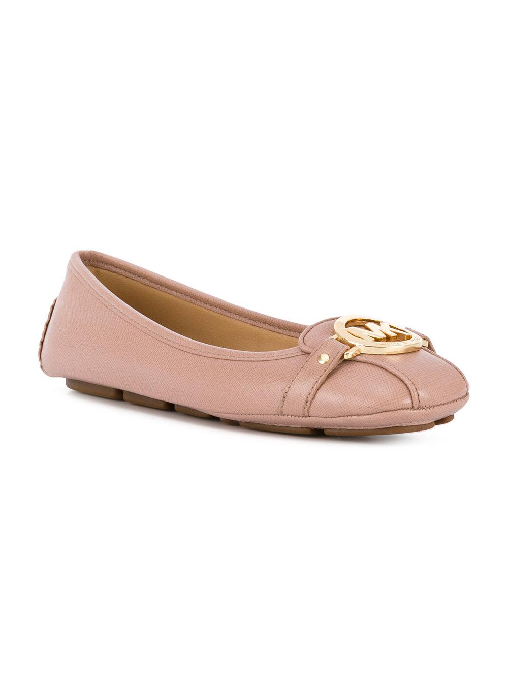 Michael Kors Leather Logo Ballerina Flats in Pink - Lyst