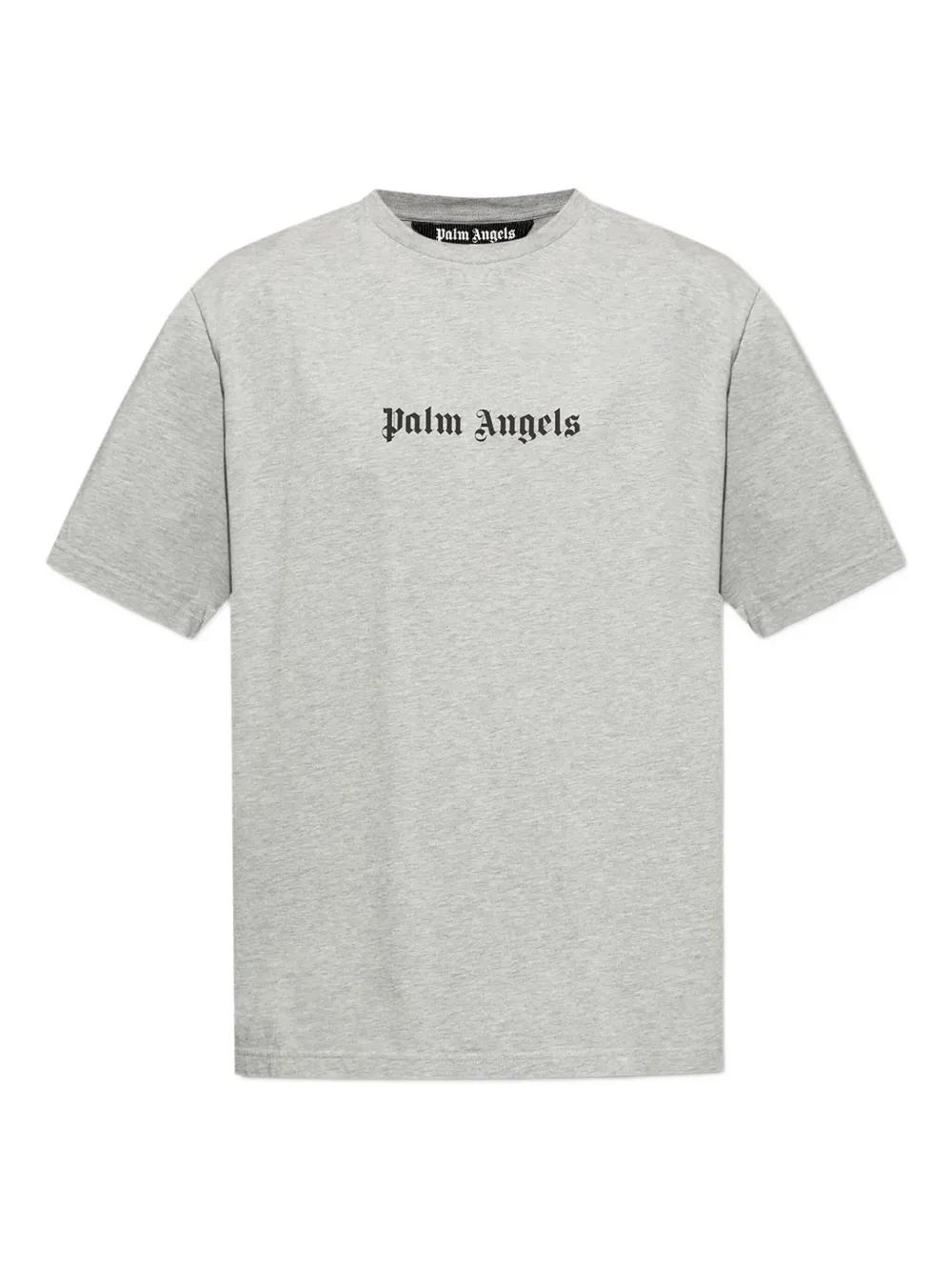 Palm Angels｜SHORT-SLEEVED ROUND NECK T-SHIRTS (PMAA001S Palm Angels logo-print short-sleeve T-shirt | White | FARFETCH