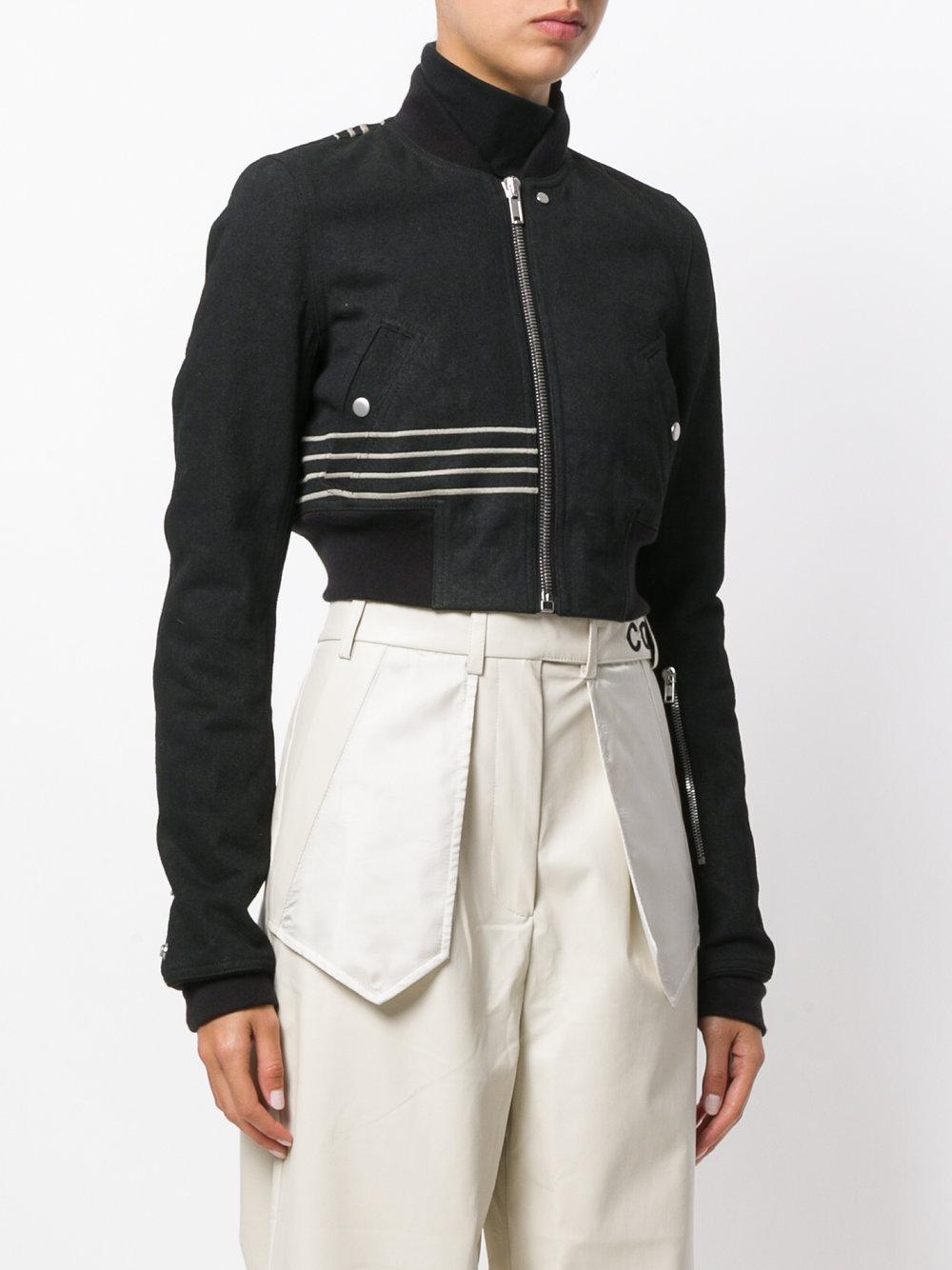 Rick Owens Drkshdw Cotton Cropped Bomber Jacket With Stripe Detail in