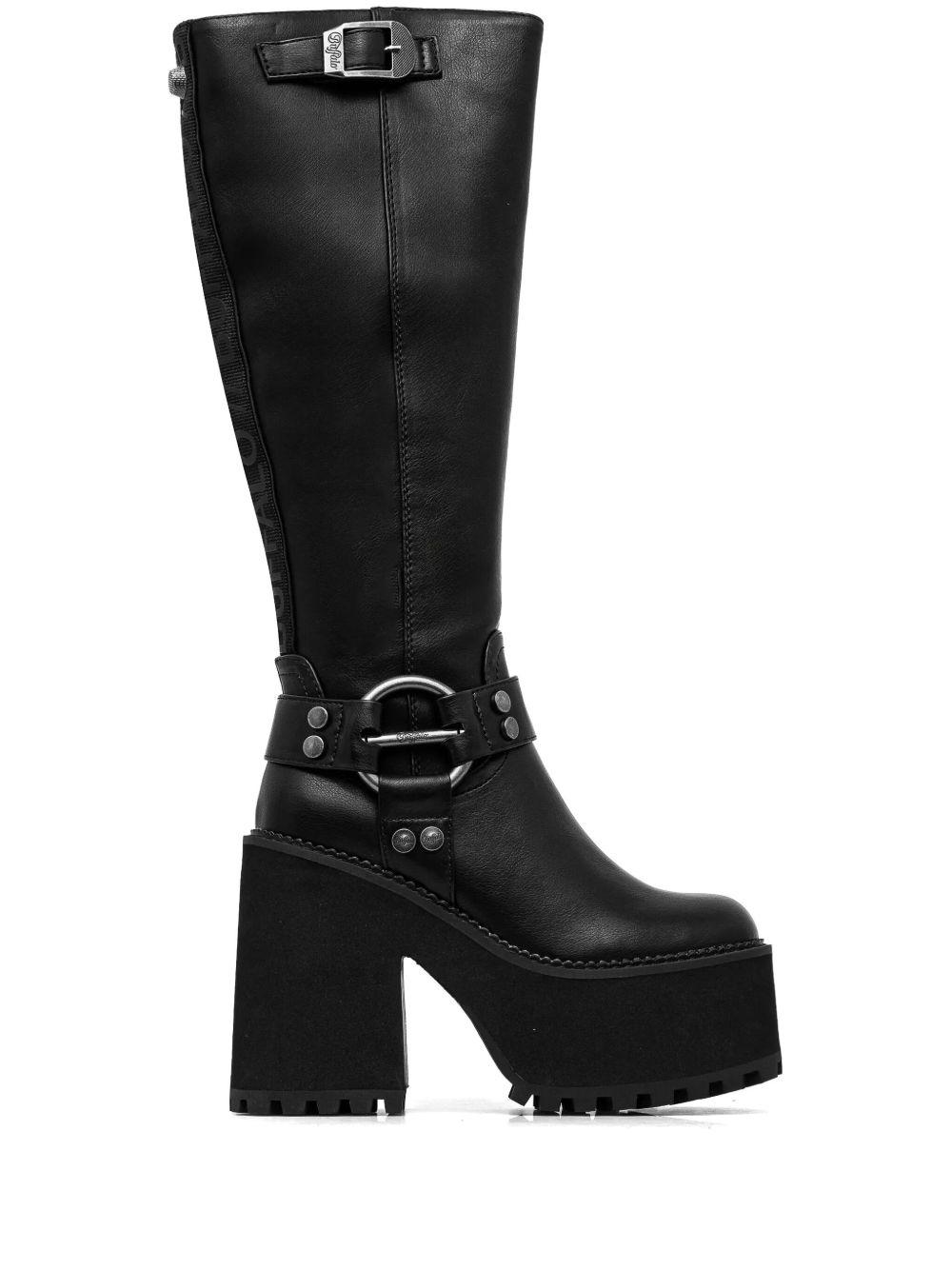 80s Buffalo London Belted Highcut Boot（Buffalo Knee-high boots 
