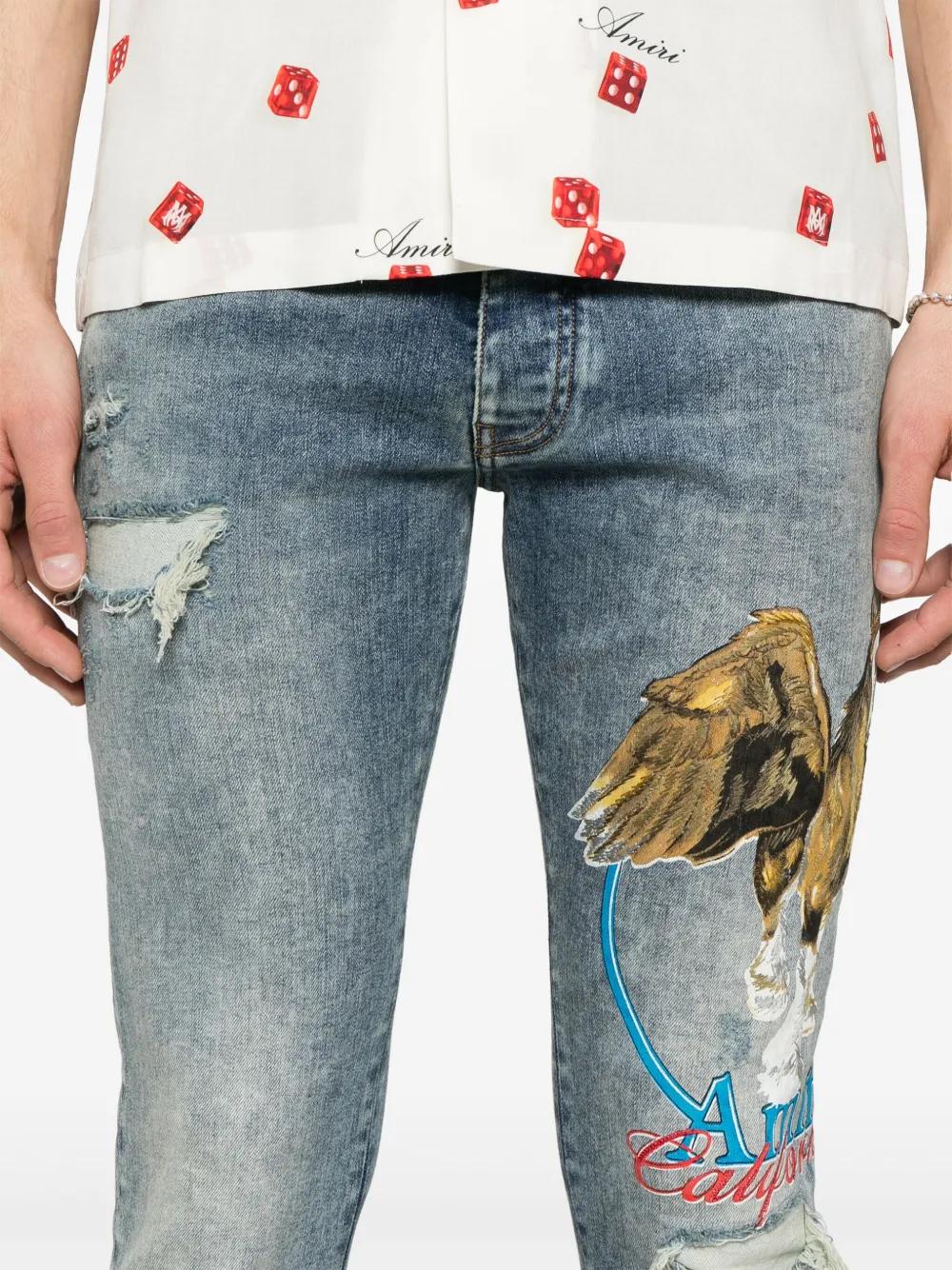 Amiri Pegasus-Print Jeans in Blue for Men | Lyst