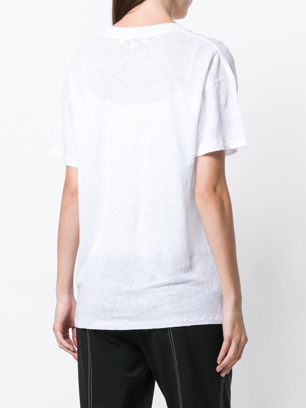 IRO Linen Uneven Neckline T-shirt in White - Lyst