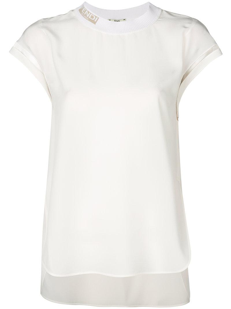 Lyst - Fendi Branded Collar T-shirt in White
