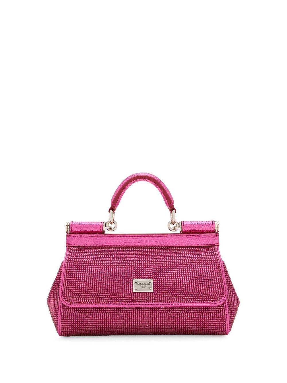 X Kim Sicily Small Leather Shoulder Bag in Pink - Dolce Gabbana