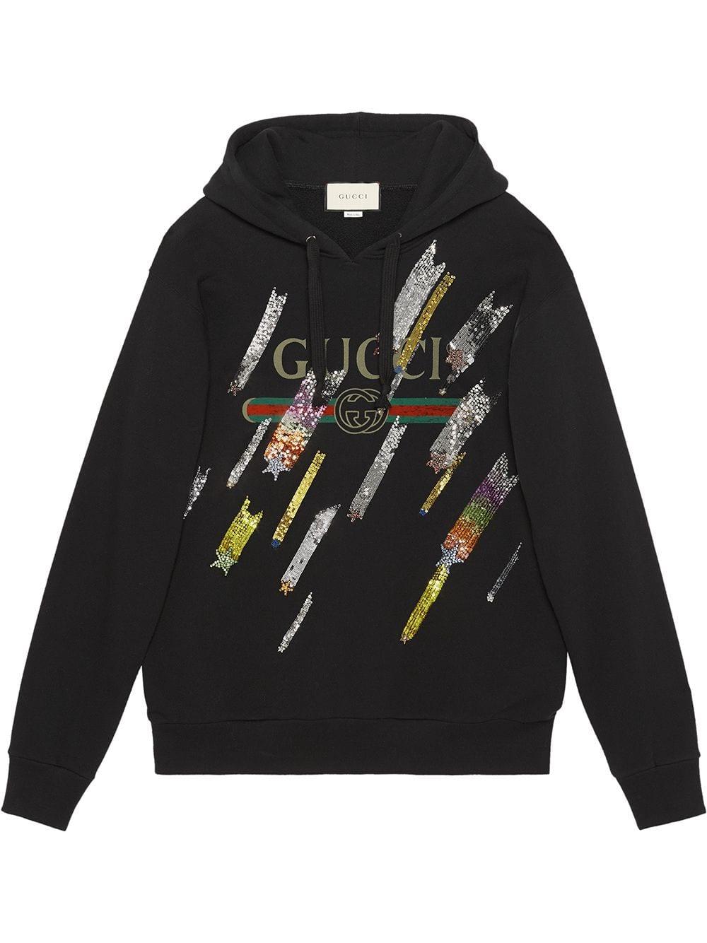 Gucci Cotton Logo Sweatshirt With Shooting Stars in Black - Lyst
