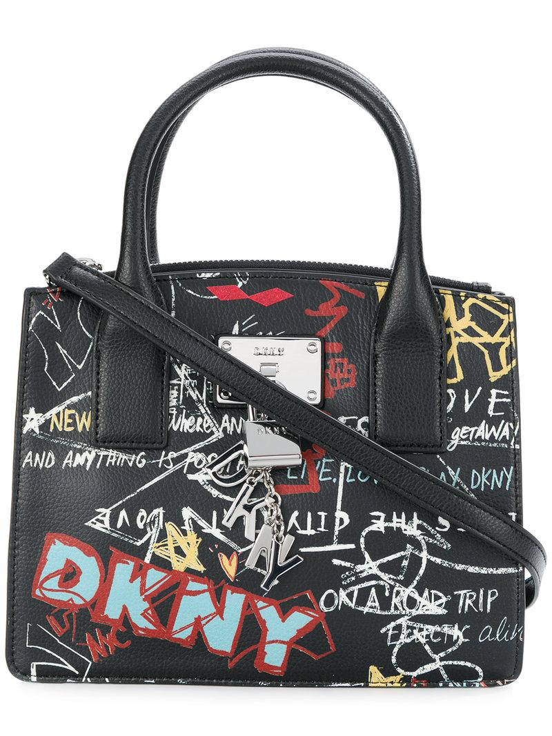 Bolso shopper pequeño con graffitis Donna Karan de color Negro | Lyst