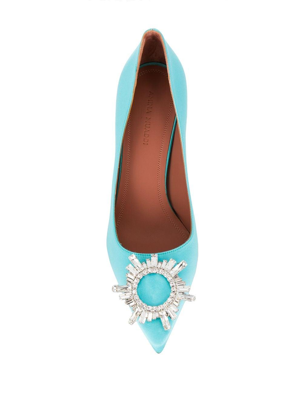 amina muaddi blue heel