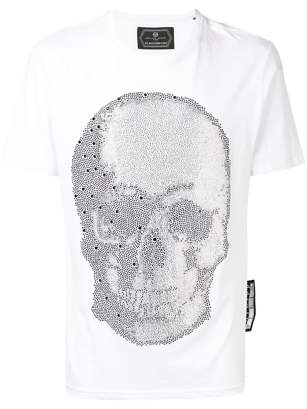 Philipp Plein Crystal Skull Embellished T-shirt in White for Men | Lyst