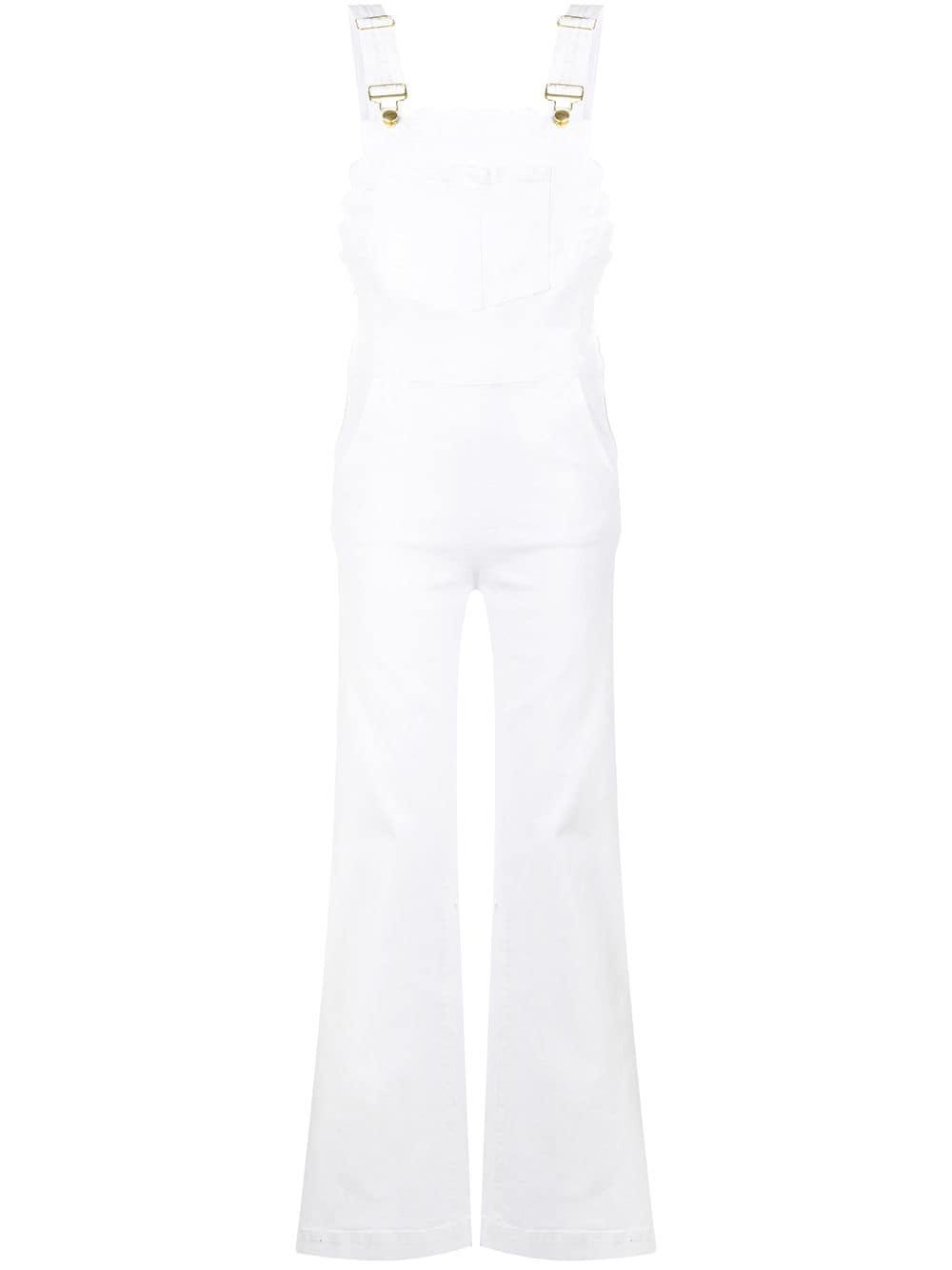 white flared dungarees