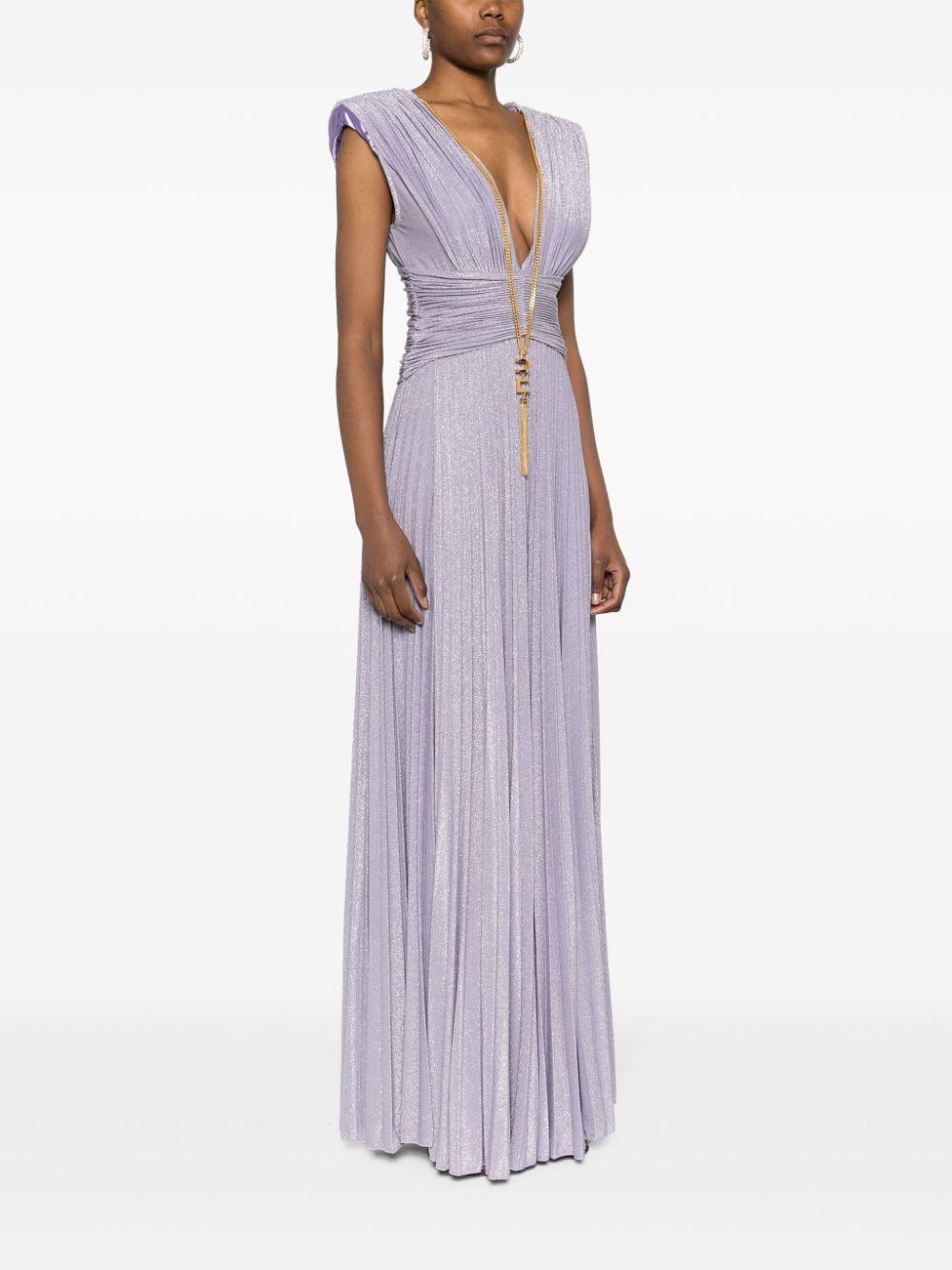elisabetta franchi purple dress Elisabetta Franchi Purple Stretch Crepe Plunge Neck Mini Dress M