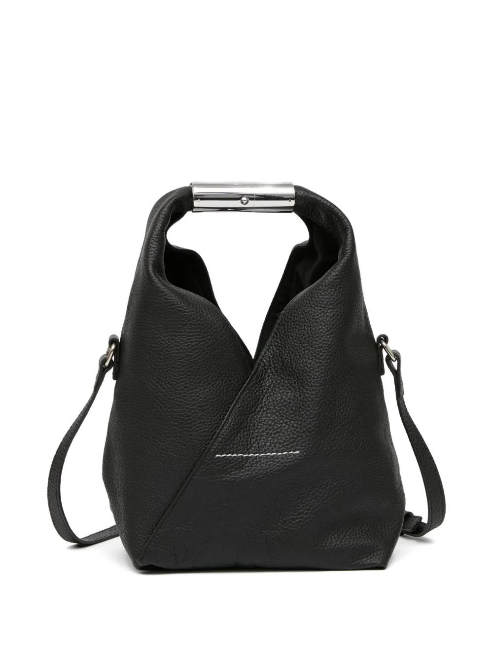 【最安値】MM6 Maison Martin Margiela 黒レザーバッグ MM6 Maison Margiela Japanese レザーハンドバッグ | ブラック