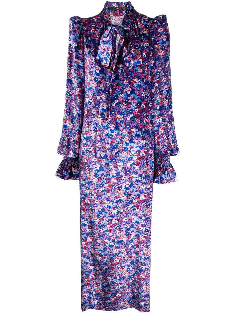 The Vampire's Wife Floral-print Satin Dress in Blue | Lyst