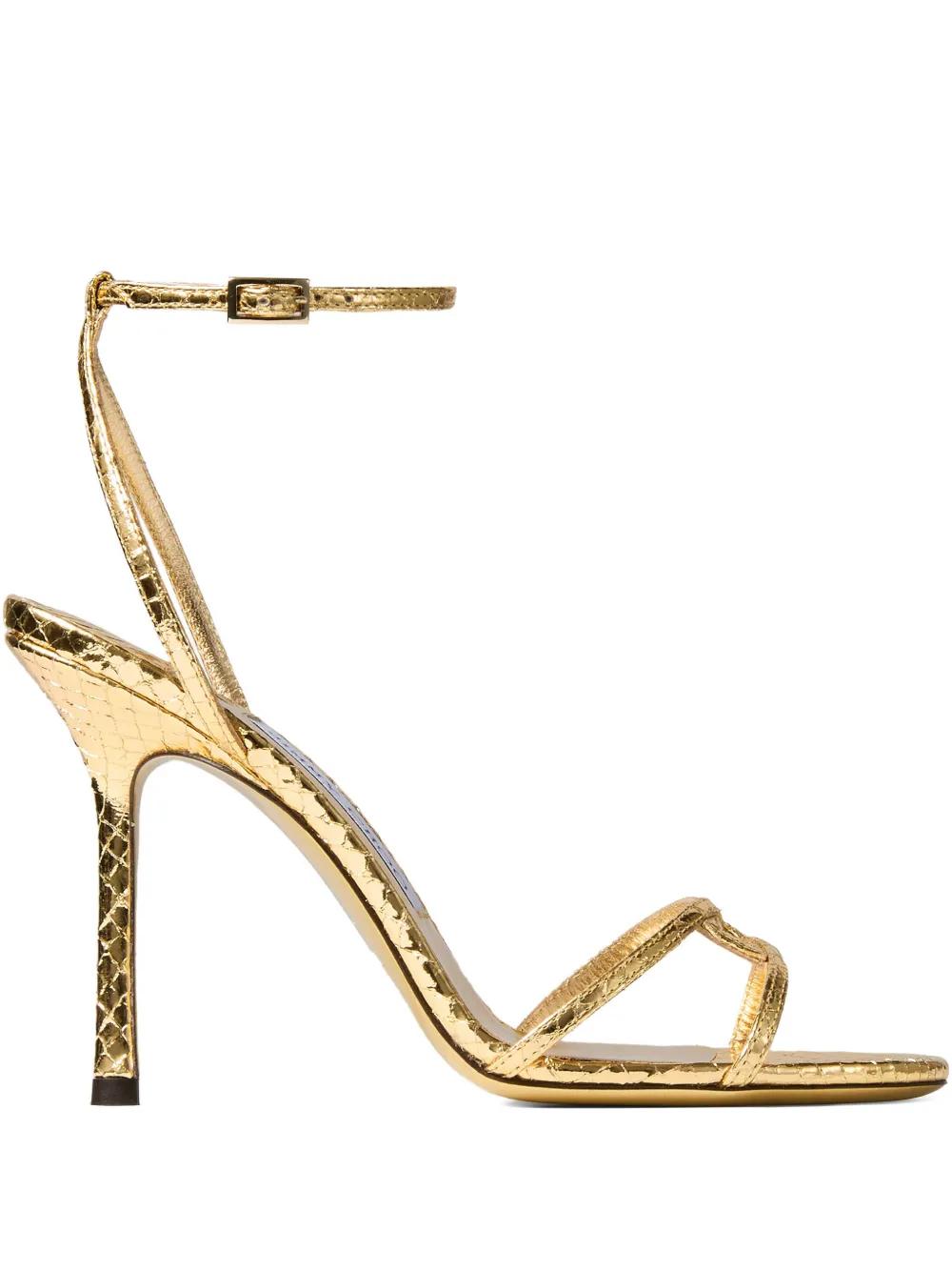 【関税込み】Jimmy Choo ベージュ Avenue 85 ヒールサンダル Jimmy Choo: ベージュ Avenue 85 ヒールサンダル | SSENSE 日本