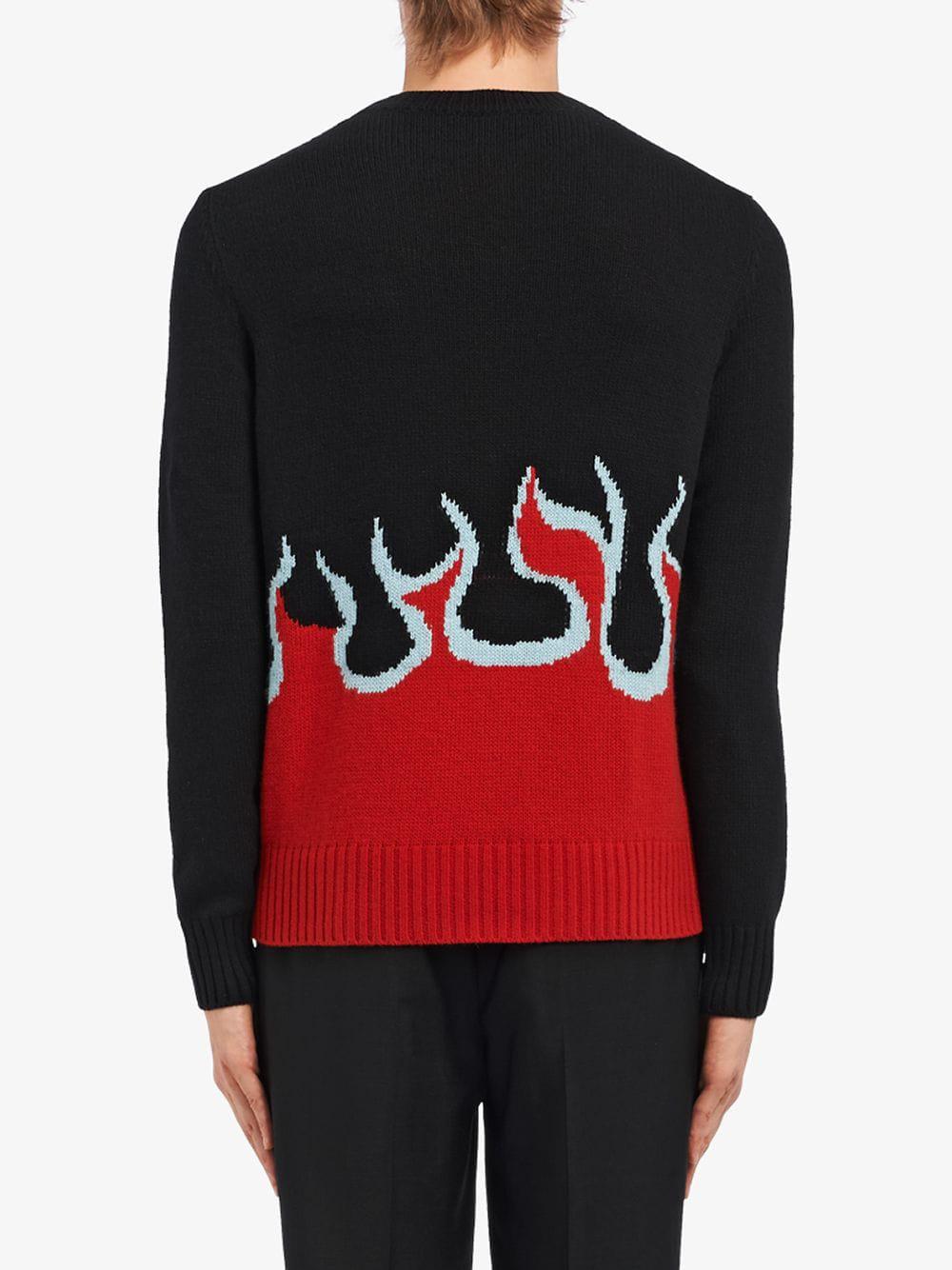 red and black flame sweater