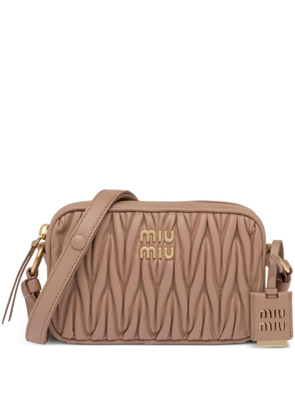 MIU MIU Nappa Knot Top Handle Shoulder Bag Beige | FASHIONPHILE