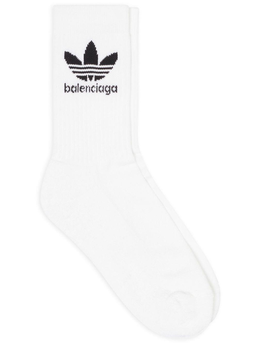Balenciaga X Adidas Logo-intarsia Socks in White | Lyst