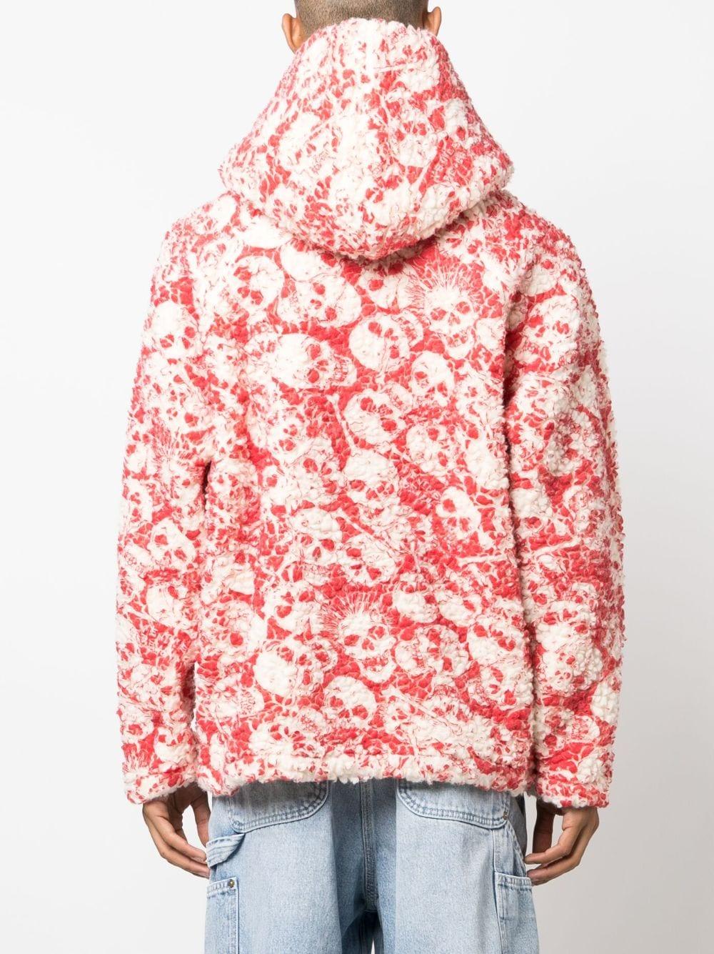 ERL Skull-print Fleece Hoodie in Red | Lyst