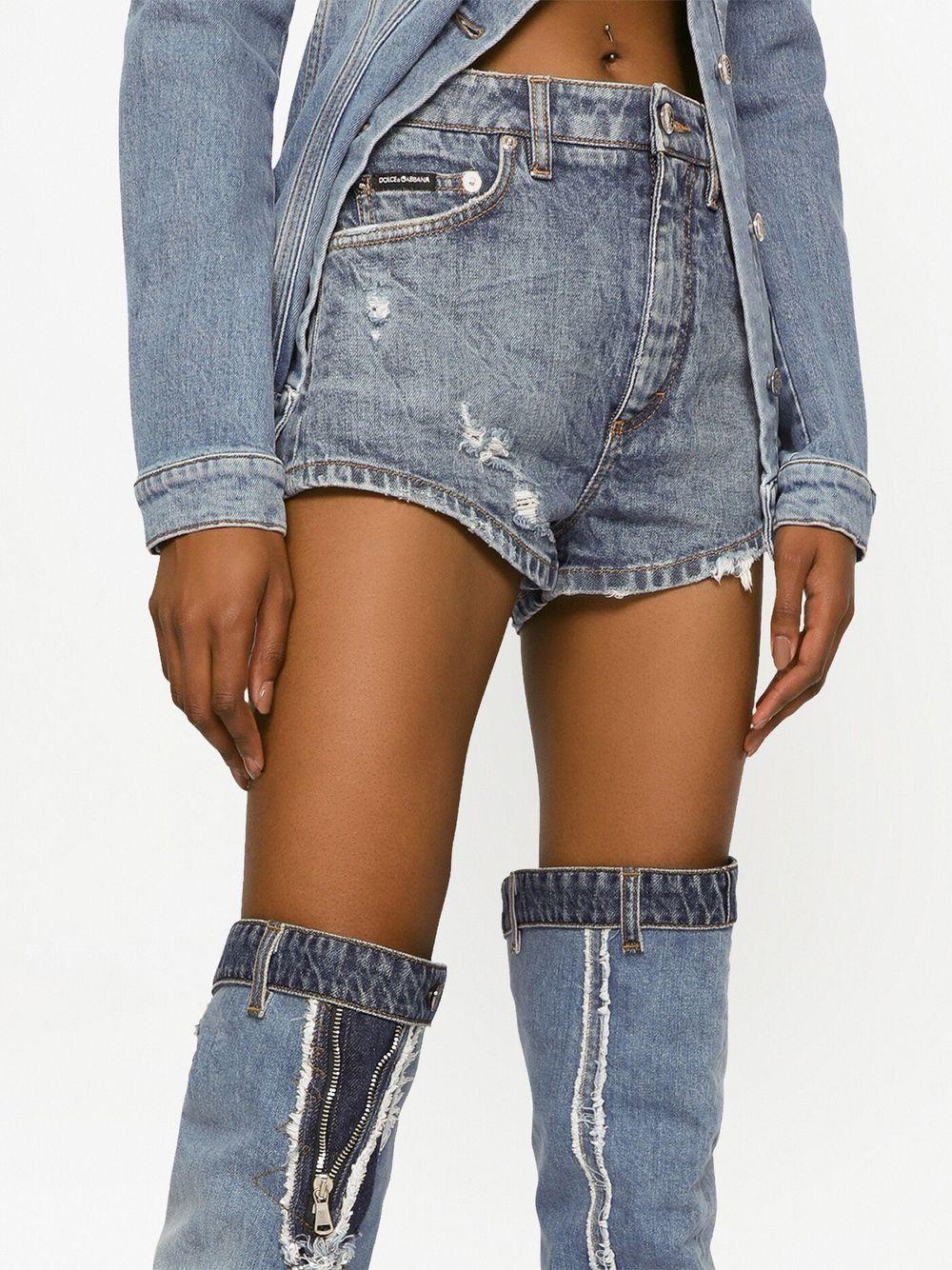 Dolce & Gabbana Denim Shorts With Ripped Details in Blue | Lyst