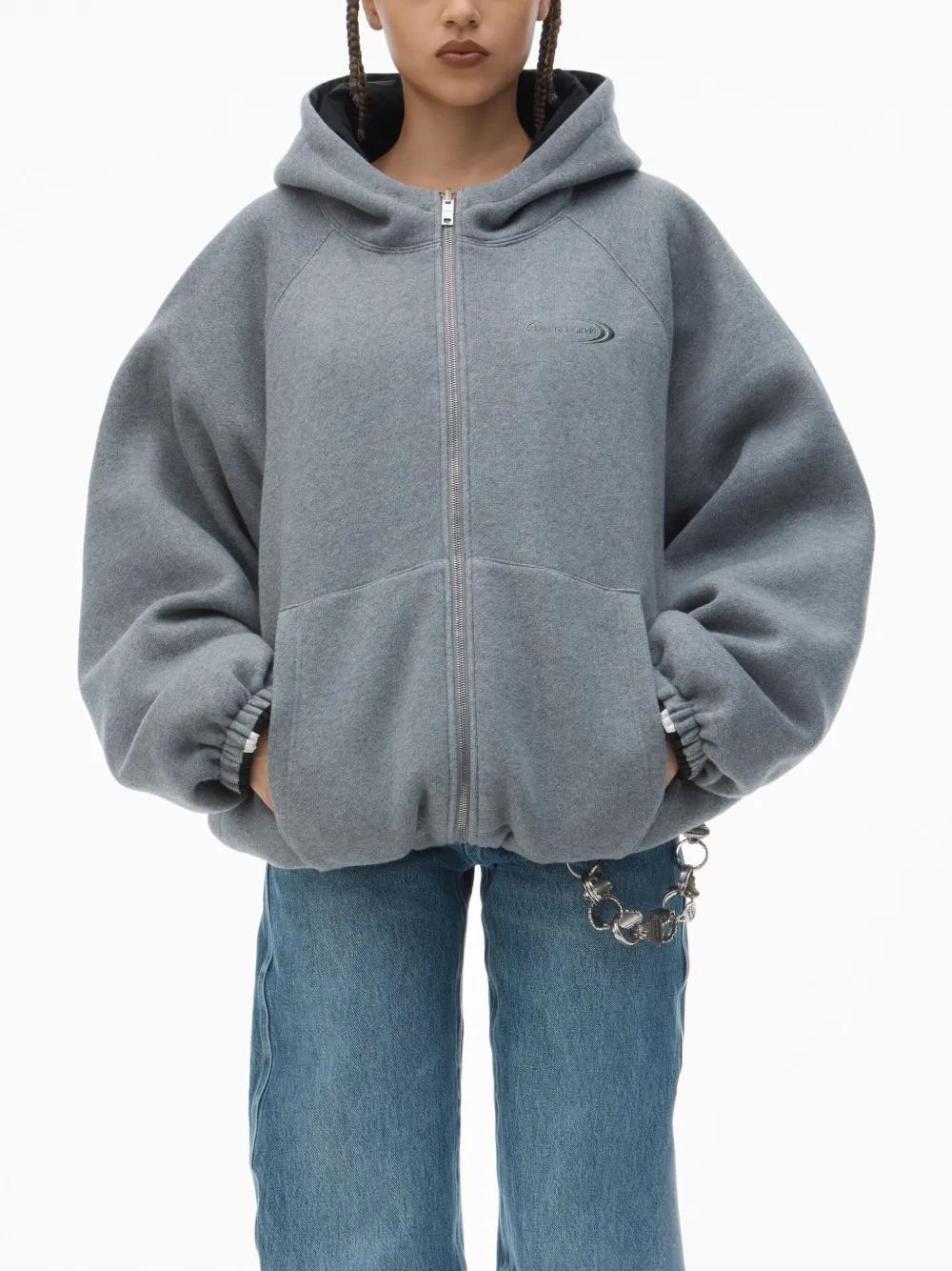 Alexander Wang Reversible Raglan Zip Hoodie in Black | Lyst