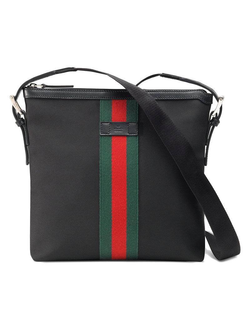 Gucci Web Techno Canvas Small Messenger Bag Black for Men | Lyst