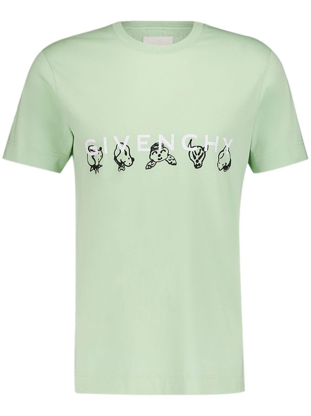 Givenchy Logo Print T Shirt in Green for Men Lyst