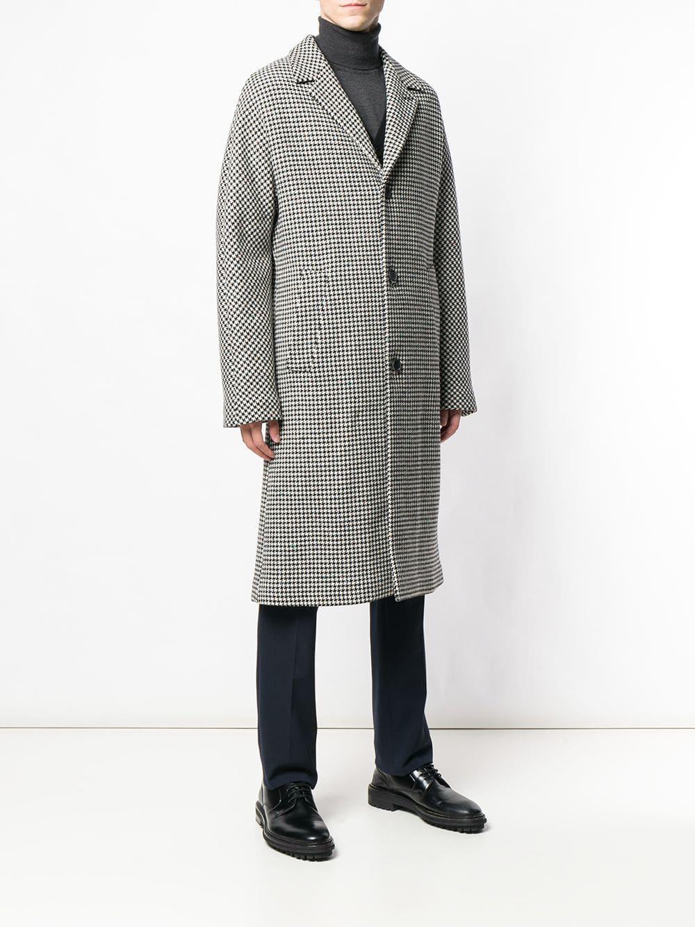 JOSEPH Wool Houndstooth Trench Coat in Black for Men - Lyst