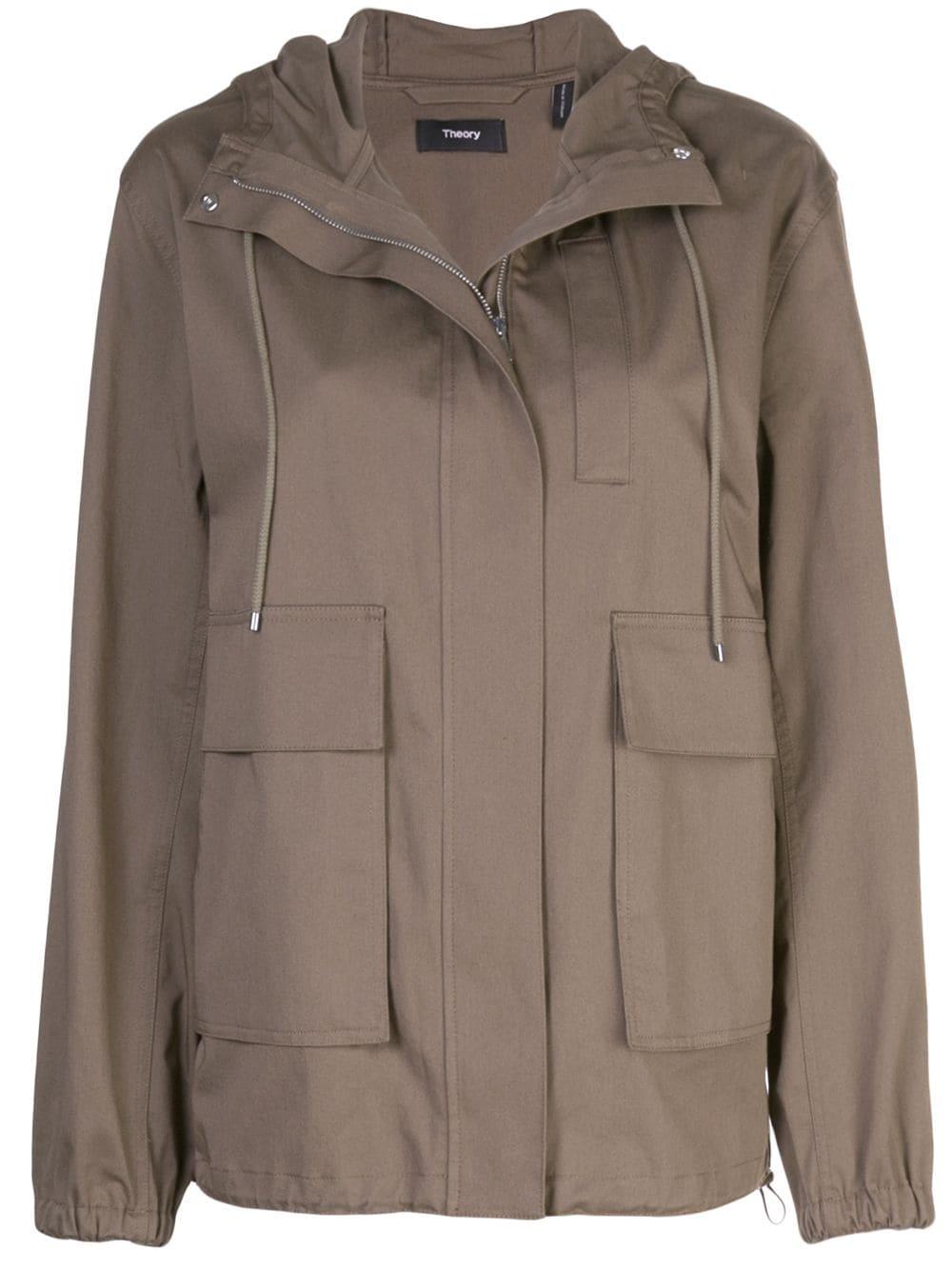 Theory Cotton Cargo Military Jacket in Brown Lyst