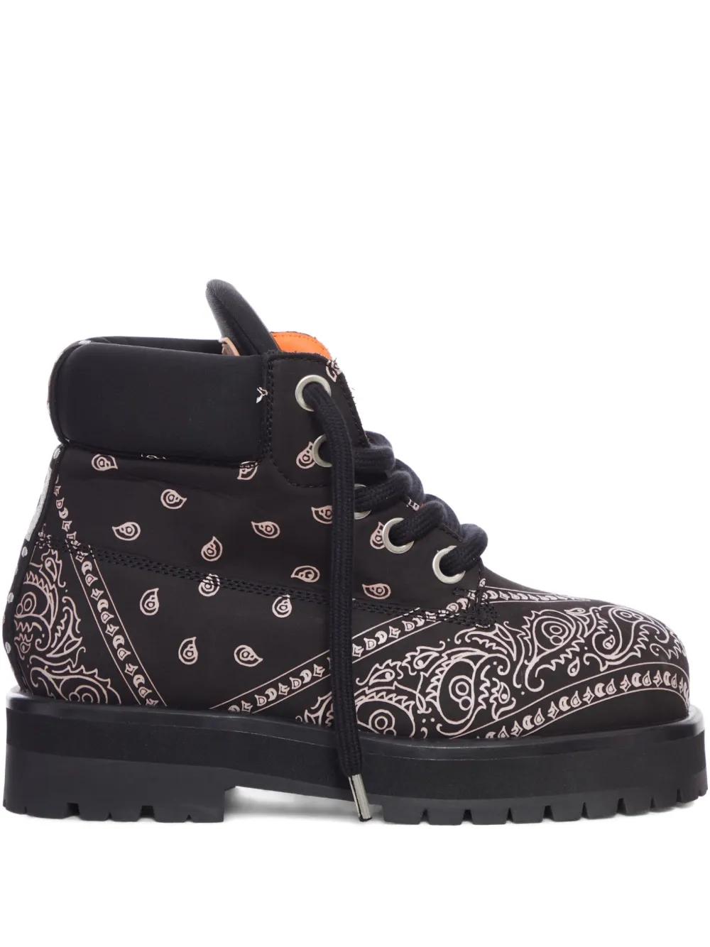 PDF channel ブーツ PDF CHANNEL Bandana-Print Lace-Up Boots in Black for Men | Lyst