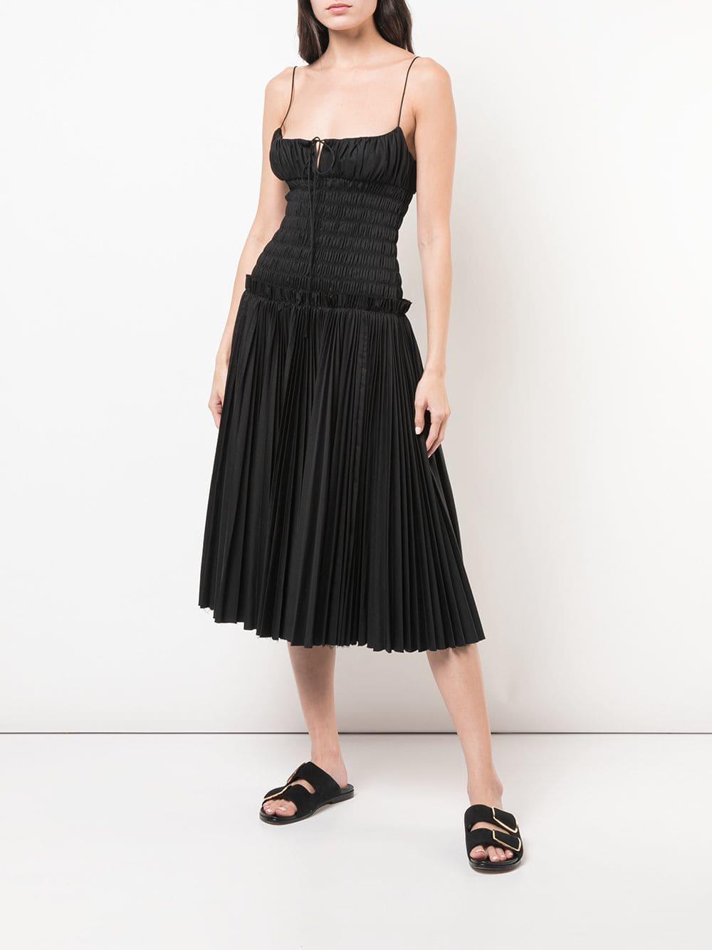 Khaite Cotton Gathered Pleated Dress in Black - Save 60% - Lyst