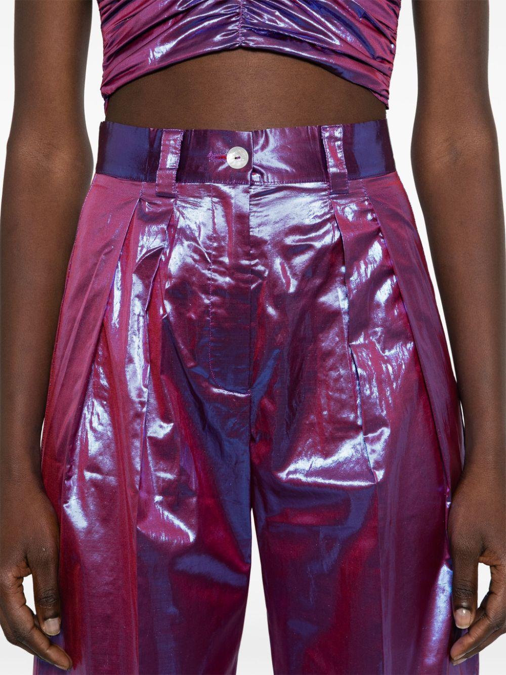 Iridescent sable straight-leg pants