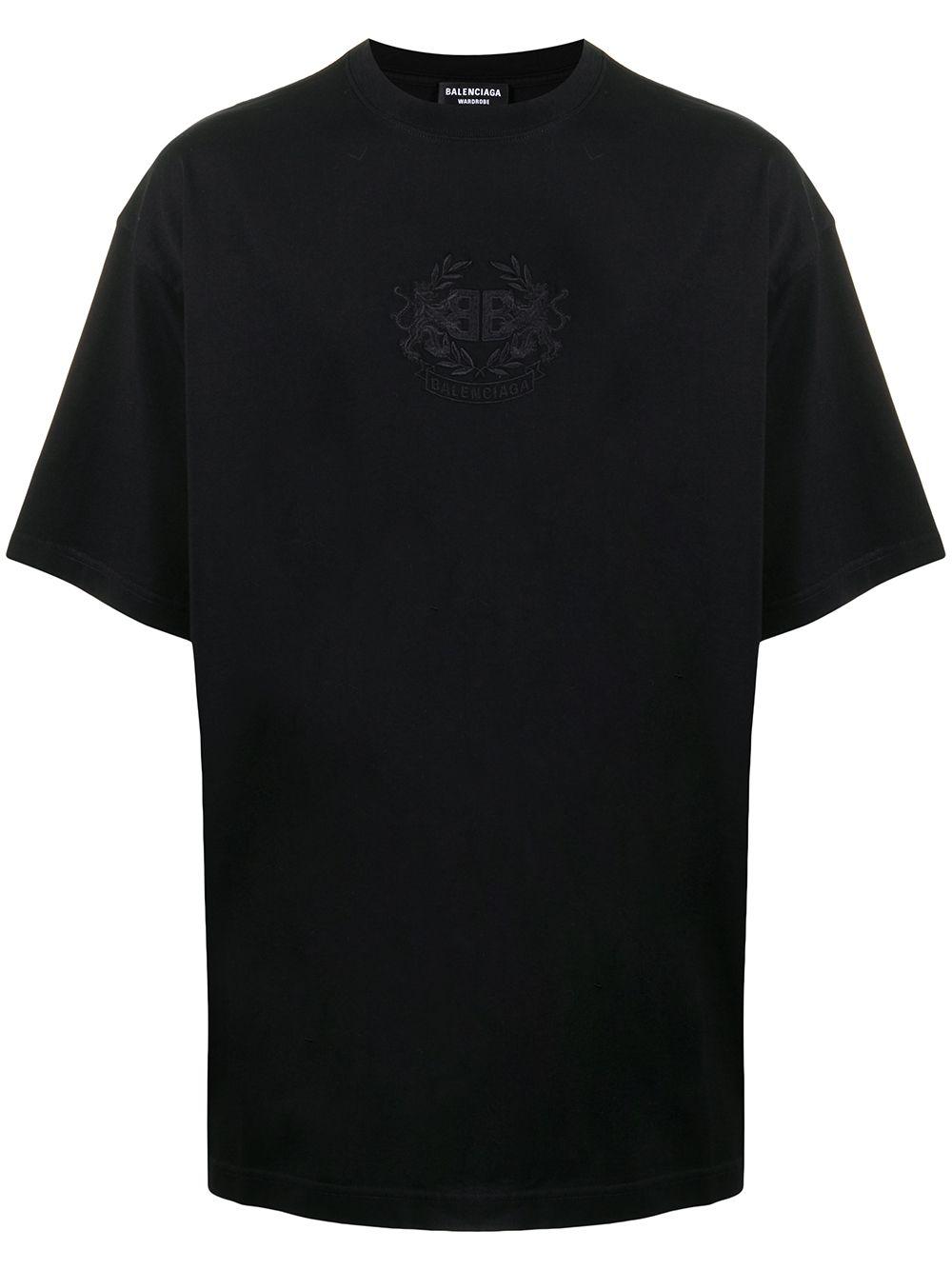 Balenciaga Cotton Lion's Laurel Large Fit T-shirt in Black for Men 