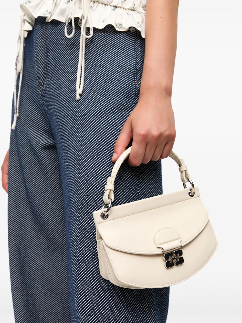 Ganni Butterfly-Clasp Crossbody Bag in White | Lyst